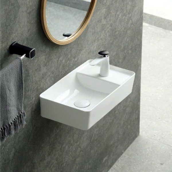 Lavabo treo tường nhỏ gọn màu trắng vuông vức