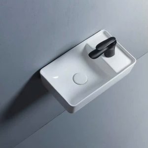 Lavabo treo tường nhỏ gọn màu trắng vuông vức