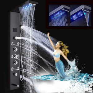 Sen thuyền massage hiển thị nhiệt độ có đèn led làm bằng thép không gỉ cao cấp mã S112F Sen thuyền massage 5 chế độ phun