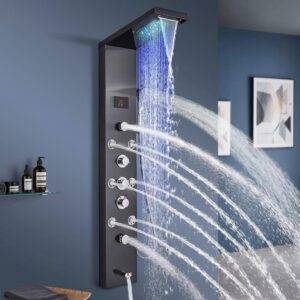 Sen thuyền massage hiển thị nhiệt độ có đèn led làm bằng thép không gỉ cao cấp mã S112F Sen thuyền massage 5 chế độ tắm