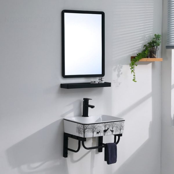Bộ tủ lavabo treo tường họa tiết hươu