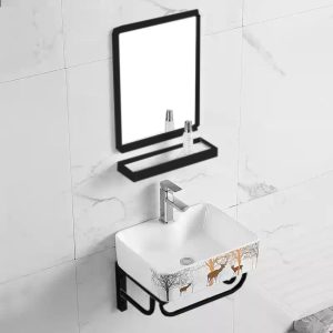Bộ tủ lavabo treo tường họa tiết hươu màu sắc sinh động