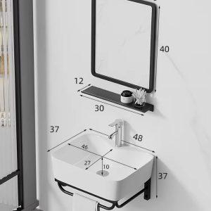Bộ tủ lavabo treo tường màu trắng kiểu vuông
