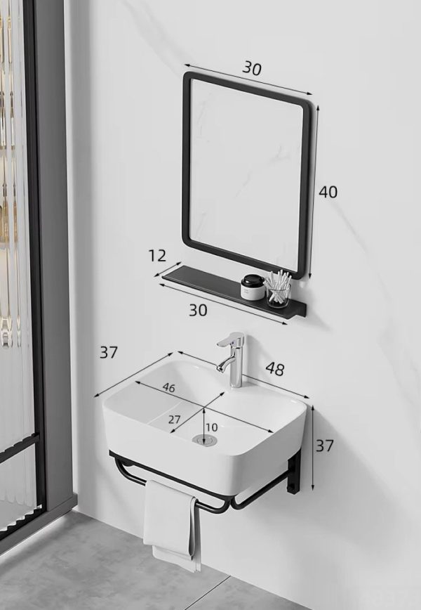Bộ tủ lavabo treo tường màu trắng kiểu vuông