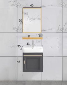 Bộ tủ lavabo treo tường màu xám nhỏ gọn