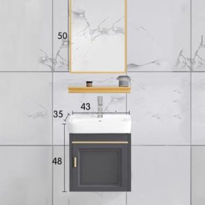 Bộ tủ lavabo treo tường màu xám nhỏ gọn