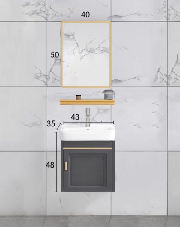 Bộ tủ lavabo treo tường màu xám nhỏ gọn