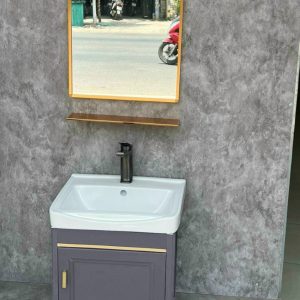 Bộ tủ lavabo treo tường màu xám nhỏ gọn