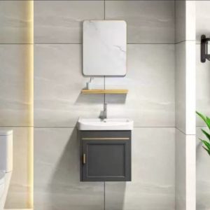Bộ tủ lavabo treo tường màu xám nhỏ gọn