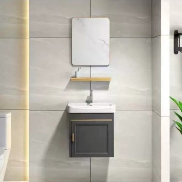 Bộ tủ lavabo treo tường màu xám nhỏ gọn
