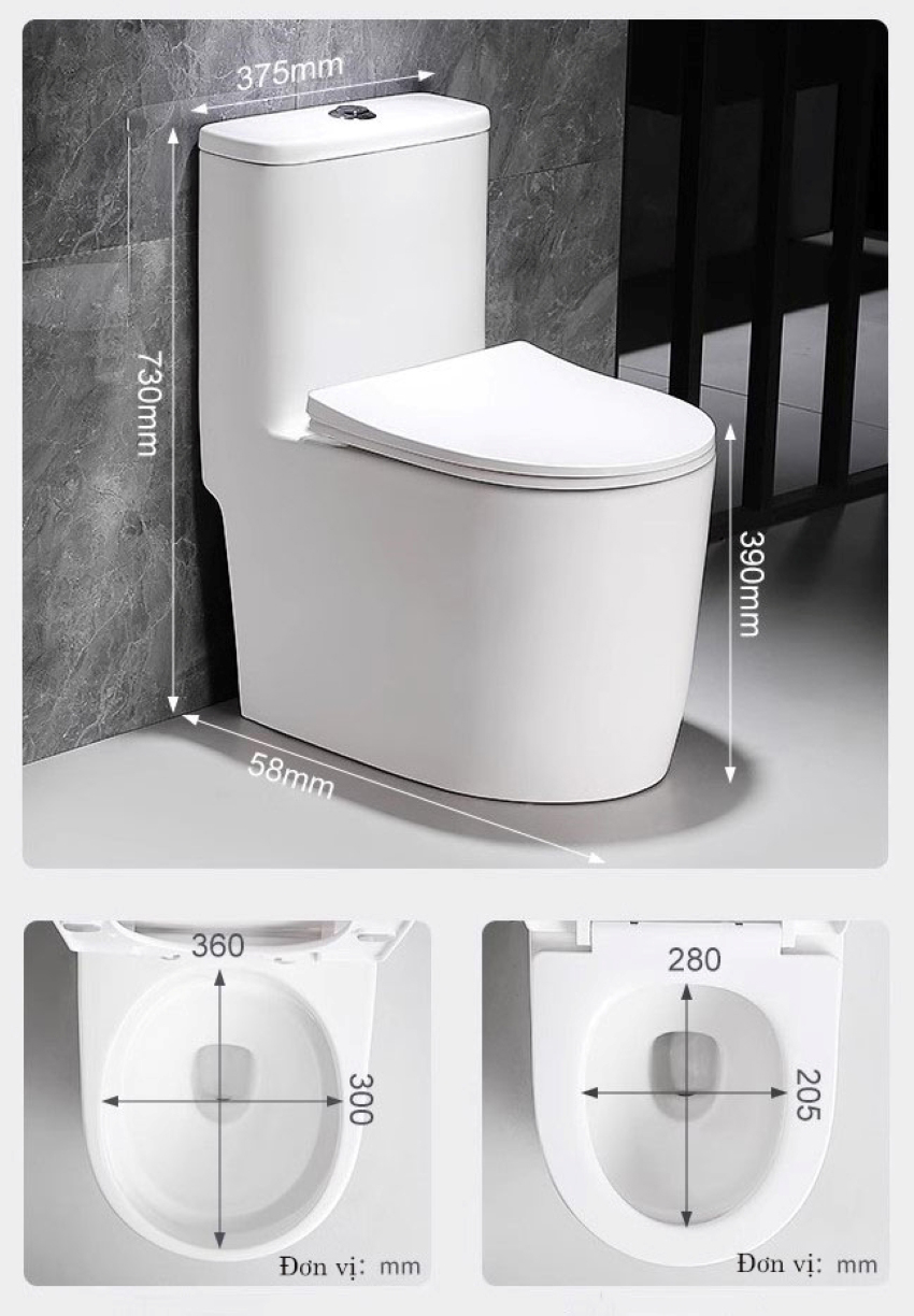 Kich thuoc bon cau nho gon K59 danh cho nha ve sinh co khong gian nho hep Bồn cầu nhỏ gọn dành cho nhà tắm nhỏ