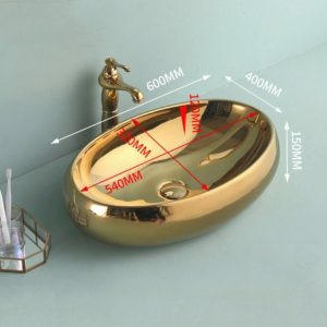 Chậu lavabo mạ vàng hình oval G27 sang trọng Chậu lavabo mạ vàng hình oval sang trọng