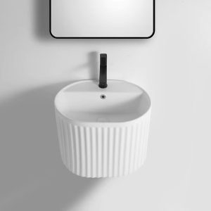 Lavabo treo tường kiểu oval màu trắng