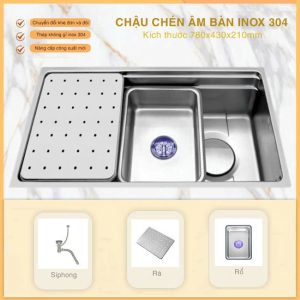 chậu rửa chén âm bàn inox 304