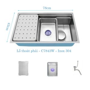 Chậu rửa bát âm bàn 1 hố bằng inox