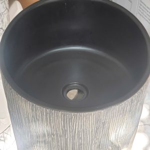 Lavabo trụ đứng sân vườn họa tiết hoa sen