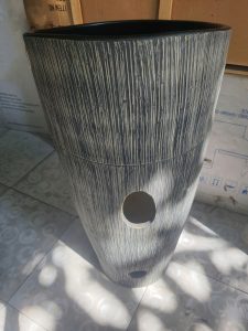 Lavabo sân vườn kiểu trụ đứng họa tiết hoa sen - hàng ngoại lệ Lavabo trụ đứng sân vườn họa tiết hoa sen