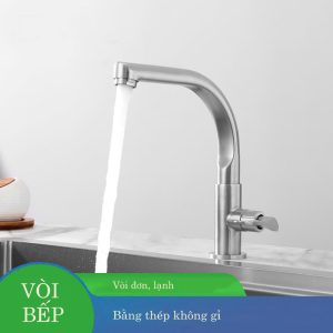 Vòi chậu rửa lạnh làm bằng inox 304 có thể dùng được cho chậu rửa mặt hoặc chậu rửa chén Voi bep lanh inox 304