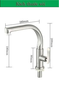 Vòi chậu rửa lạnh làm bằng inox 304 có thể dùng được cho chậu rửa mặt hoặc chậu rửa chén Kích thước vòi chậu rửa bằng thép không gỉ