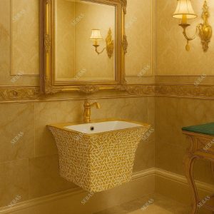 Lavabo treo tường mạ vàng sang trọng W22G