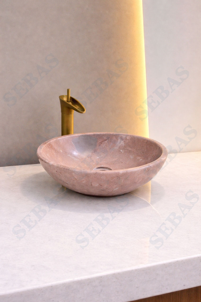 Lavabo da tu nhien mau hong y kieu to mong Lavabo đá tự nhiên màu hồng ý