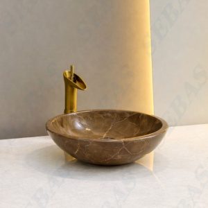 Chậu lavabo đá tự nhiên kiểu tô với nhiều màu và nhiều vân lạ phù hợp với không gian phòng tắm rộng rãi hay thiết kế ngoài trời Lavabo đá tự nhiên màu nâu Iran