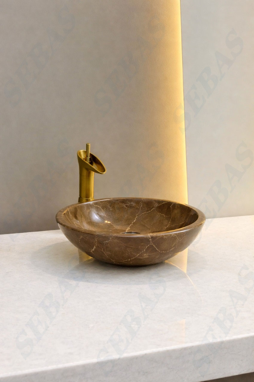 Lavabo da tu nhien ben theo thoi gian Lavabo đá tự nhiên màu nâu Iran