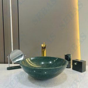 Chậu lavabo đá tự nhiên kiểu tô với nhiều màu và nhiều vân lạ phù hợp với không gian phòng tắm rộng rãi hay thiết kế ngoài trời Lavabo đá tự nhiên màu xanh ngọc