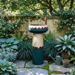 Lavabo sân vườn trụ đứng nghệ thuật