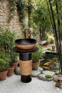 Chậu rửa mặt sân vườn tông nâu trầm