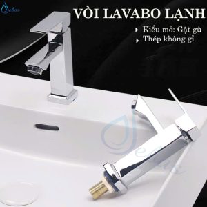 Vòi lavabo lạnh vuông bóng