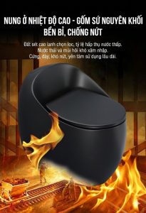 Bồn cầu trứng màu đen kiểu tròn thiết kế sang trọng BTR4769D Bồn cầu trứng đen mờ nung nhiệt độ cao