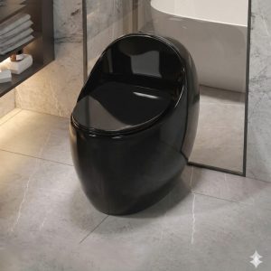Bồn cầu trứng màu đen bóng BTR4164, xả xoáy mạnh phù hợp nhà tắm nhỏ, thiết kế sang trọng hiện đại Bồn cầu trứng màu đen bóng
