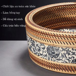 Lavabo nghệ thuật gốm sứ họa tiết cây mơ paulin xinh đẹp LD4114P Chậu lavabo nghệ thuật bằng gốm sứ
