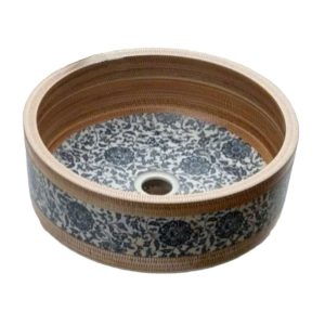 Lavabo nghệ thuật gốm sứ họa tiết cây mơ paulin xinh đẹp LD4114P chau lavabo nghe thuat bang gom 5