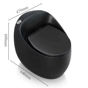 Bồn cầu trứng màu đen kiểu tròn thiết kế sang trọng BTR4769D Kích thước bồn cầu trứng màu đen