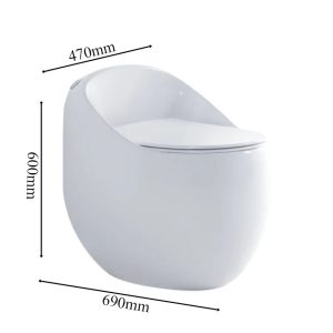 Bồn Cầu Trứng Màu Trắng Cao Cấp Xả Xoáy Mạnh BTR4769T Kích thước bồn cầu trứng màu trắng