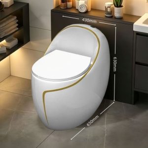 Kich thước bồn cầu trứng trắng viền vàng