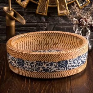 Lavabo nghệ thuật gốm sứ họa tiết cây mơ paulin xinh đẹp LD4114P lavabo nghệ thuật gốm sứ