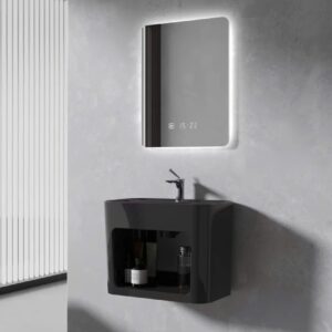 Lavabo treo tường có ngăn chứa đồ LT5432 màu trắng viền mỏng thiết kế hiện đại Lavabo treo tường màu đen có ngăn chứa đồ