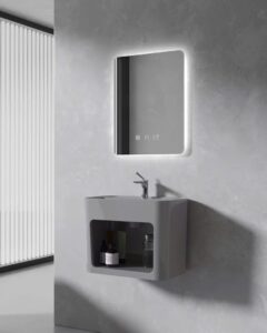 Lavabo treo tường có ngăn chứa đồ LT5432 màu trắng viền mỏng thiết kế hiện đại Lavabo treo tường màu xám có ngăn chứa đồ
