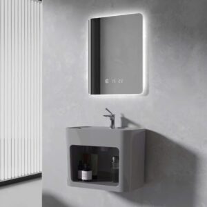 Lavabo treo tường có ngăn chứa đồ LT5432 màu trắng viền mỏng thiết kế hiện đại Lavabo treo tường màu xám có ngăn chứa đồ