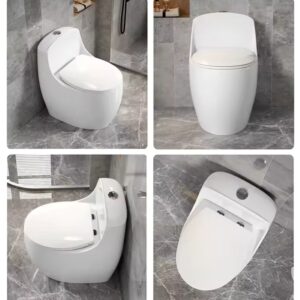 Bồn cầu liền khối màu trắng B4268T thiết kế bệ ngồi kiểu tròn, hiện đại, xả mạnh, lỗ thoát lớn Bồn cầu liền khối với các góc nhìn