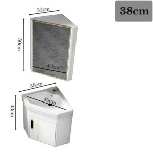 Bộ tủ lavabo treo góc tường nhỏ gọn làm bằng nhôm với khung chắc chắn tiết kiệm tối đa diện tích nhà tắm model T11NG Bộ tủ lavabo treo góc tường màu trắng loại nhỏ