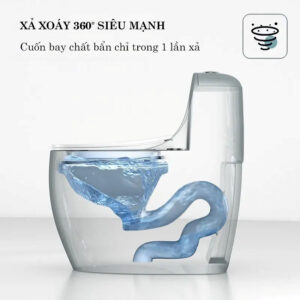 Bồn cầu liền khối màu trắng B4268T thiết kế bệ ngồi kiểu tròn, hiện đại, xả mạnh, lỗ thoát lớn Bồn cầu liền khối xả xoáy siêu mạnh
