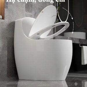 Bồn cầu liền khối màu trắng B4268T thiết kế bệ ngồi kiểu tròn, hiện đại, xả mạnh, lỗ thoát lớn Bồn cầu một khối nắp rơi êm