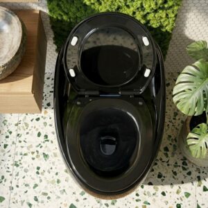 Bồn cầu trứng màu đen bóng BTR4766D bồn cầu trứng màu đen bóng sang trọng nắp đóng êm