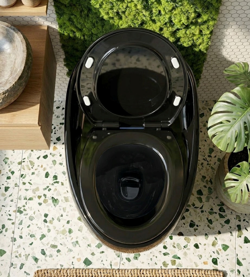 Bon cau trung mau den bong men su cao cap, sang trong bồn cầu trứng màu đen bóng sang trọng nắp đóng êm