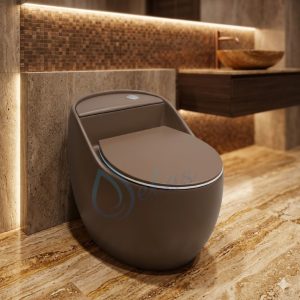 Bồn cầu trứng màu nâu men lì
