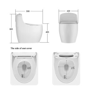 Bồn cầu liền khối màu trắng B4268T thiết kế bệ ngồi kiểu tròn, hiện đại, xả mạnh, lỗ thoát lớn Kích thước bồn cầu liền khối